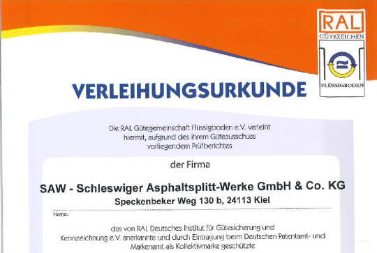 Verleihungsurkunde RAL GZ 507